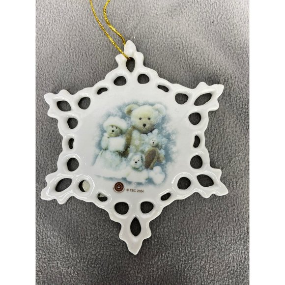 Giftco Inc Vintage Boyds Bears White Ceramic Snowflake Christmas Ornament Set Of - Picture 6 of 8